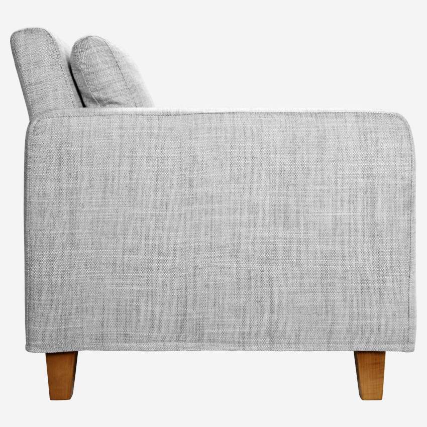 Fauteuil en tissu italien - Gris clair - Pieds chêne