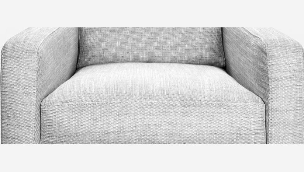 Fauteuil en tissu italien - Gris clair - Pieds chêne