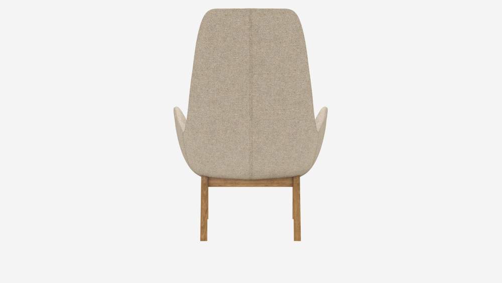 Fauteuil en tissu Lucca - Blanc mastic - Pieds chêne