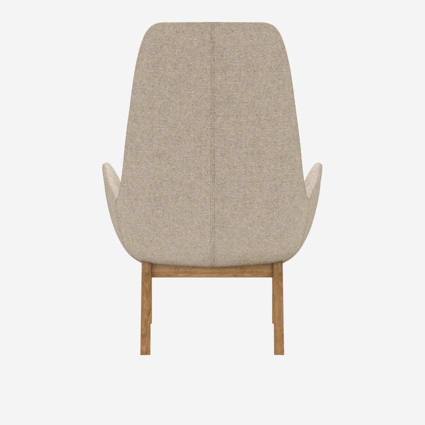 Fauteuil en tissu Lucca - Blanc mastic - Pieds chêne