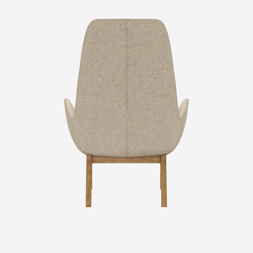 Fauteuil en tissu Lucca - Blanc mastic - Pieds chêne