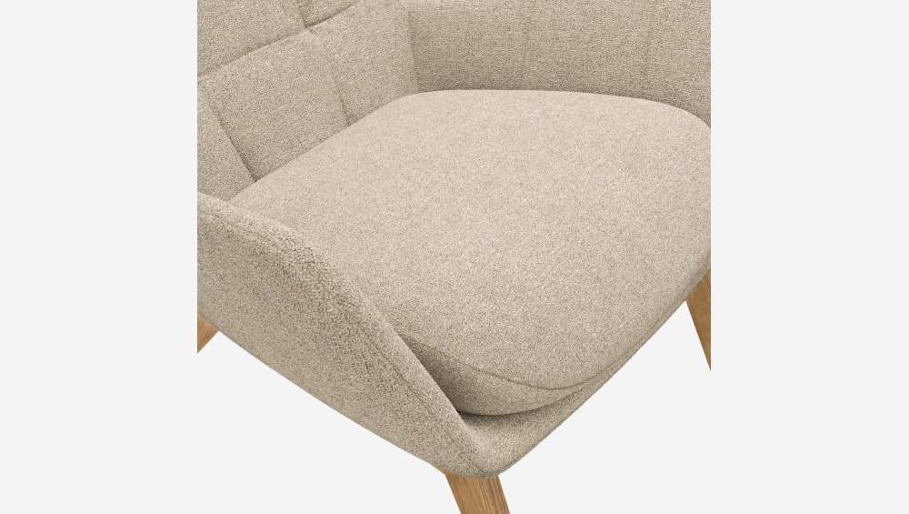 Fauteuil en tissu Lucca - Blanc mastic - Pieds chêne