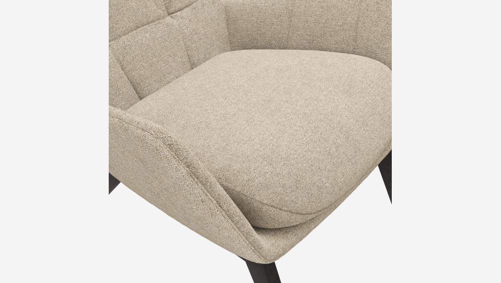 Fauteuil en tissu Lucca - Blanc mastic - Pieds noirs