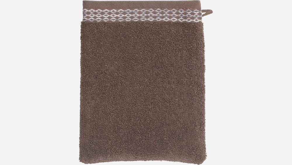 Gant de toilette en coton - Marron 