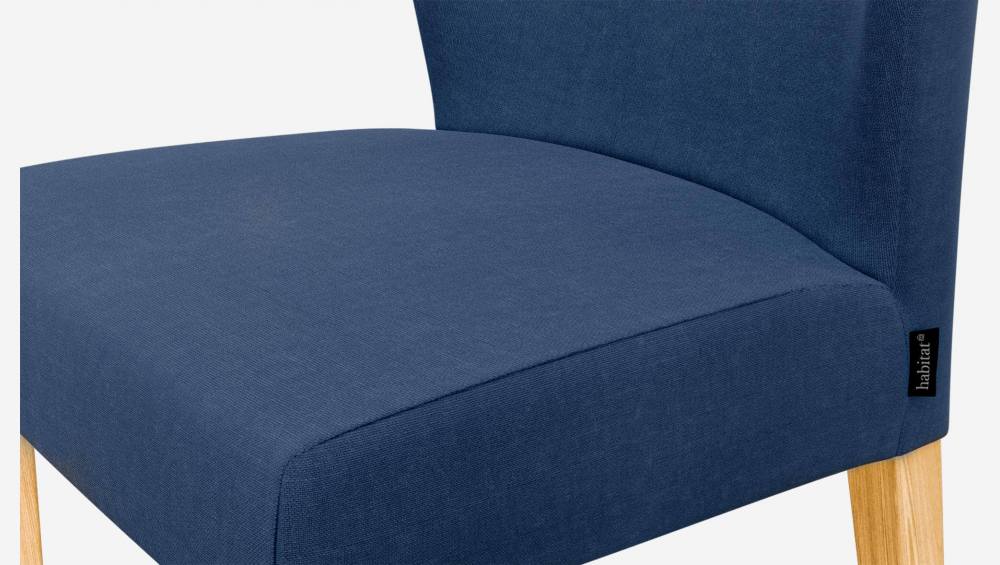 Chaise en tissu - Bleu - Pieds chêne