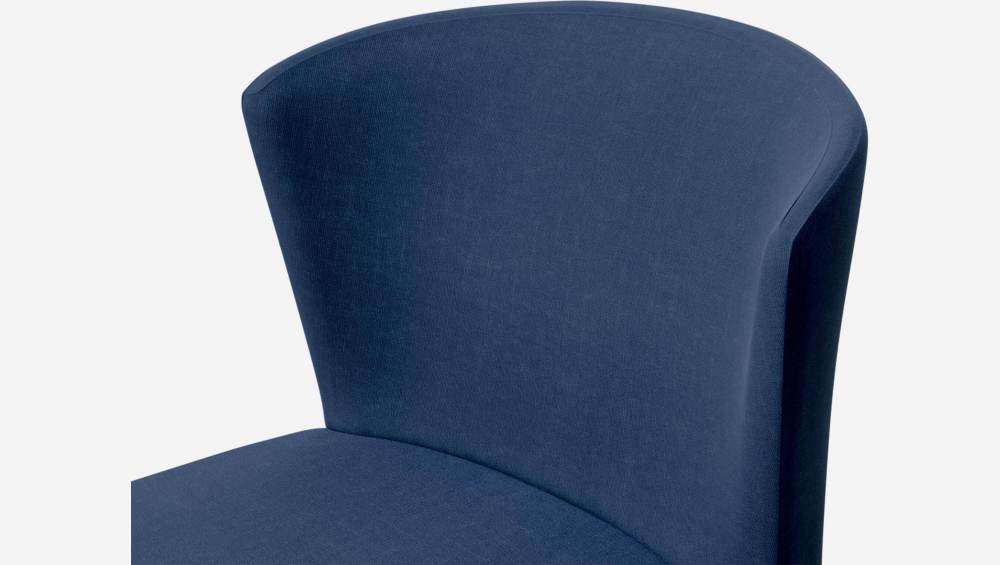 Chaise en tissu - Bleu - Pieds chêne