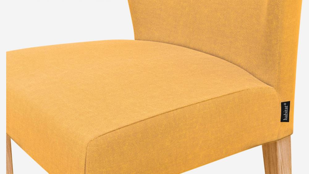 Chaise en tissu - Jaune - Pieds chêne