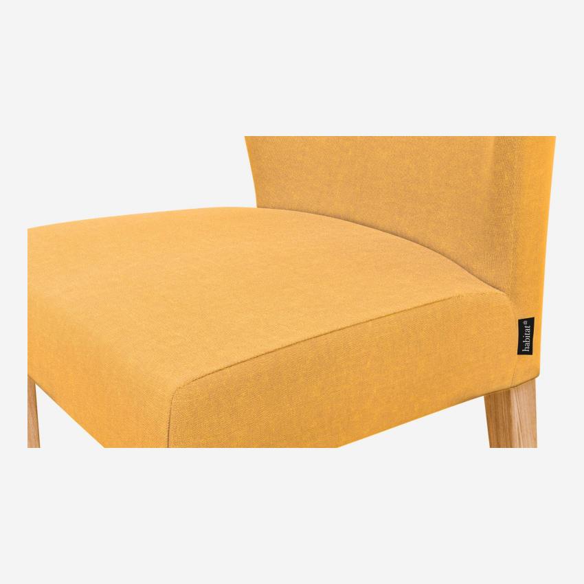 Chaise en tissu - Jaune - Pieds chêne