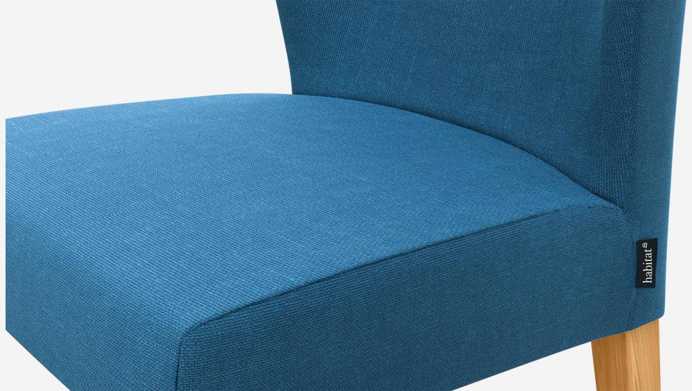 Chaise en tissu - Bleu indigo - Pieds chêne