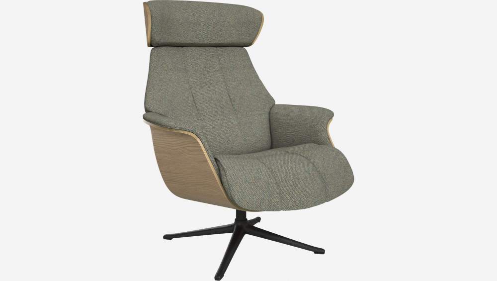 Fauteuil en chêne et tissu Bellagio - Vert lagon - Pied noir