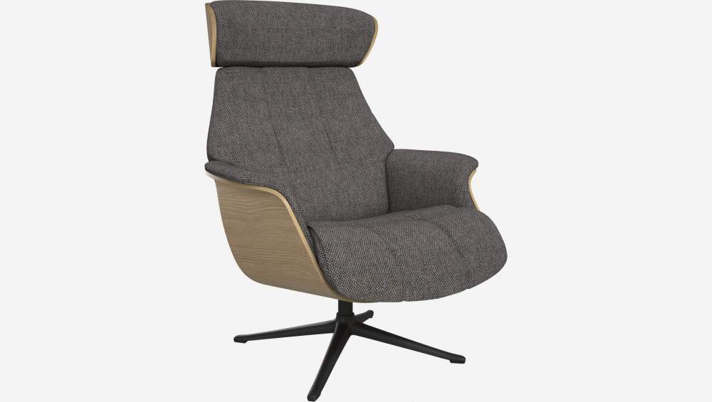 Fauteuil en chêne et tissu Bellagio - Gris nocturne - Pied noir