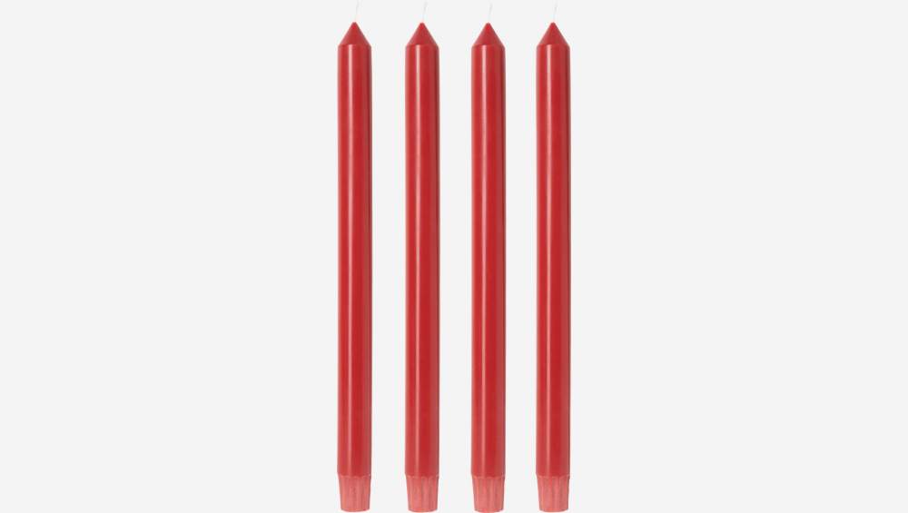 Lot de 4 bougies cierges - Rouge