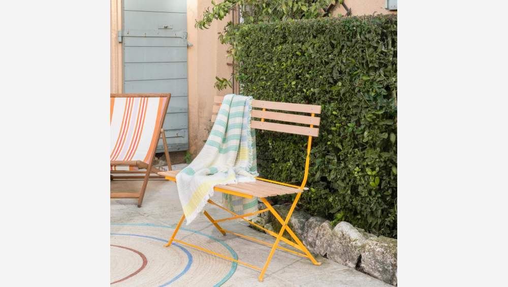 Banc pliant de jardin en acier - Jaune