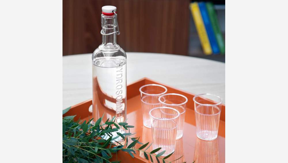 Bouteille avec bouchon clipsable 8,5cm en verre