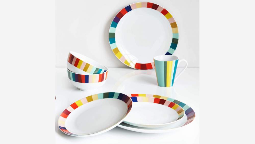 Lot de 4 bols en porcelaine – 16 cm – Multicolore