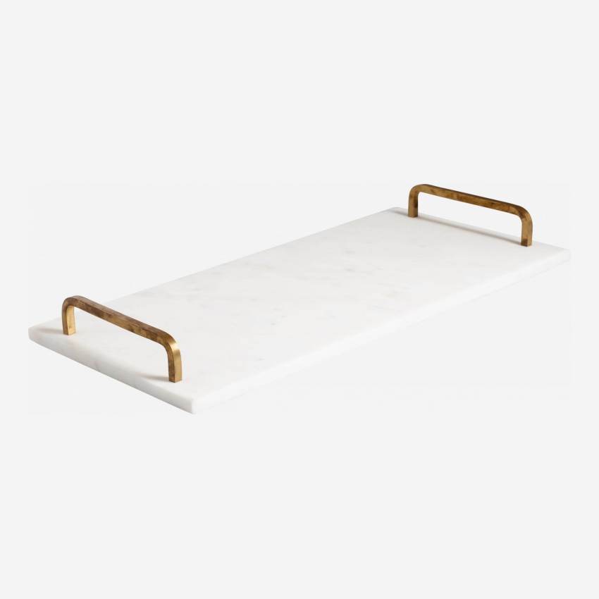 Plateau rectangulaire en marbre - 45 x 25 cm - Blanc