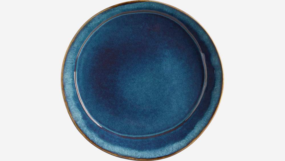 Assiette plate en grès - 27 cm - Bleu