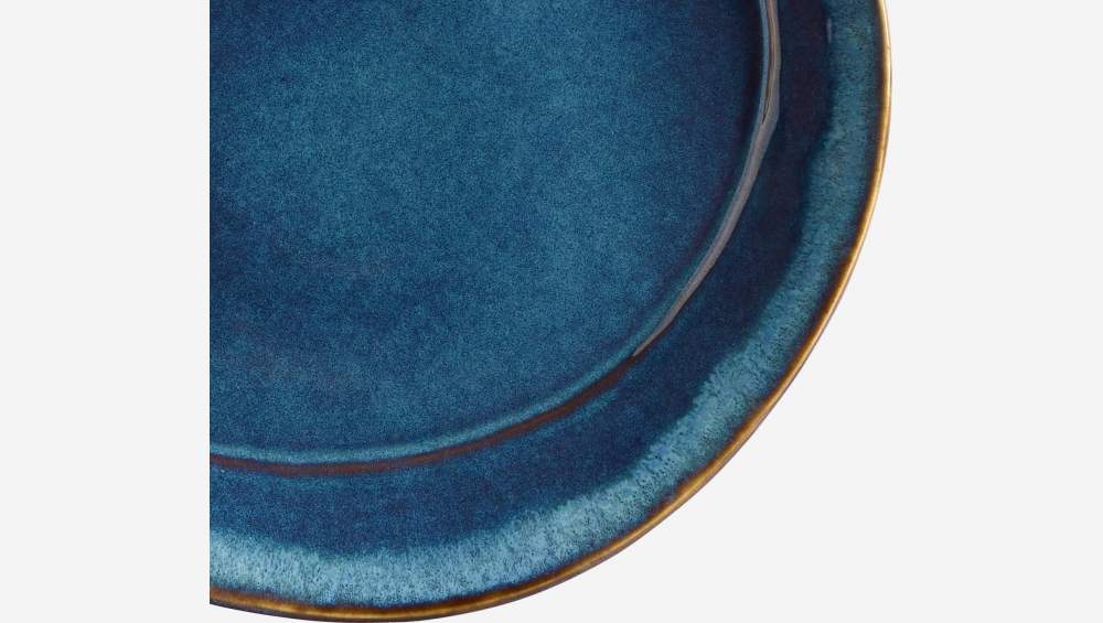 Assiette plate en grès - 27 cm - Bleu