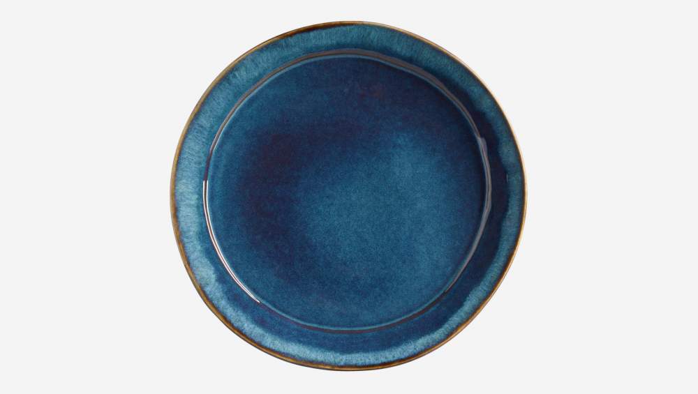 Assiette à dessert en grès - 22 cm - Bleu