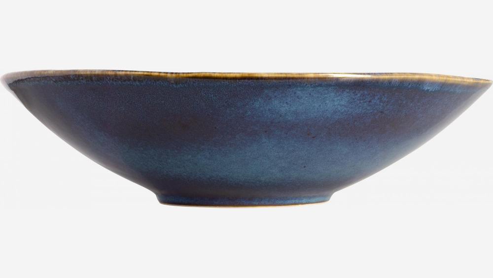 Plat de service en grès - 33 cm - Bleu