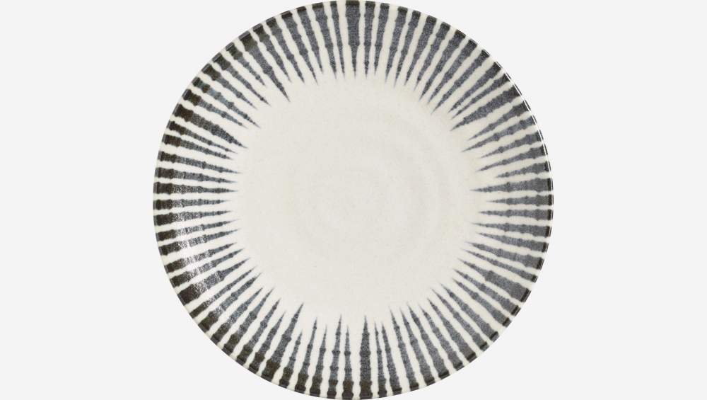 Assiette plate en porcelaine - Lignes bleues - 26 cm