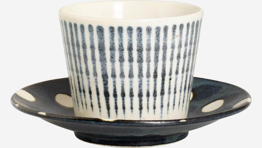 Tasse en porcelaine - Lignes bleues - 180 ml