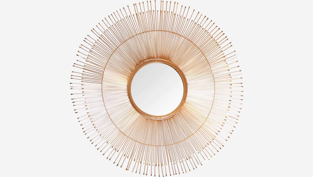 Miroir rond en fer - 90 cm - Doré