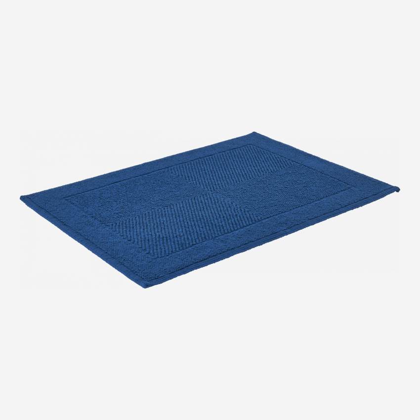 Tapis de bain 80x60cm en coton bleu