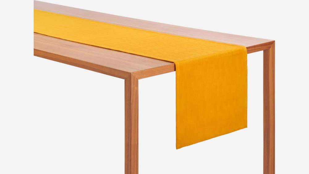 Chemin de table 200x40cm en coton jaune moutarde