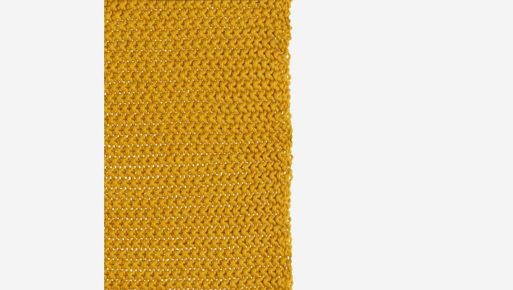 Plaid tricoté en coton - 130 x 170 cm - Jaune Moutarde