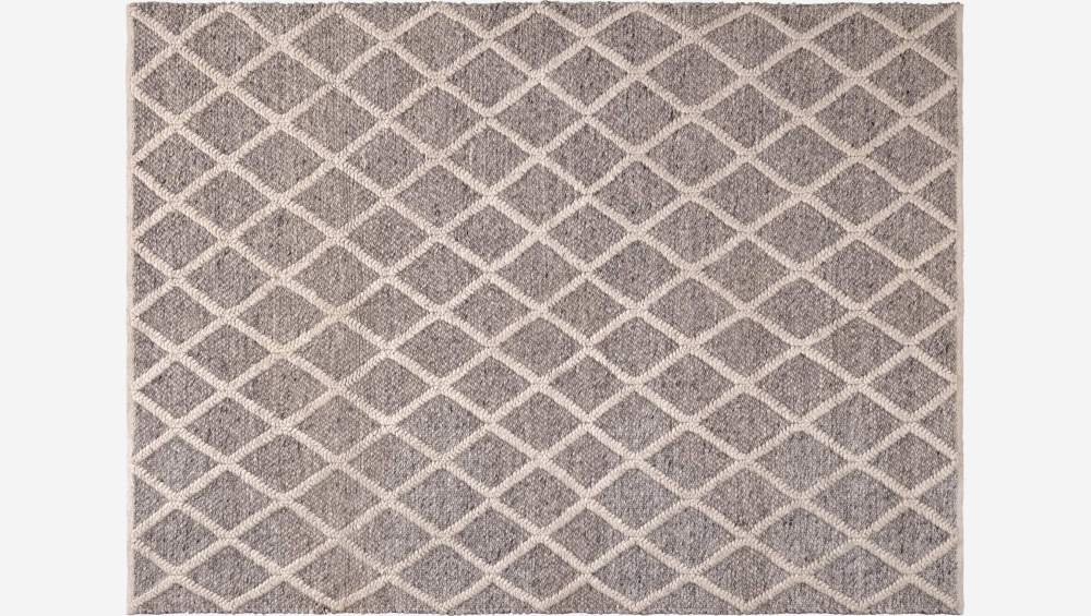 Tapis en laine tissé main - 170 x 240 cm - Motif gris