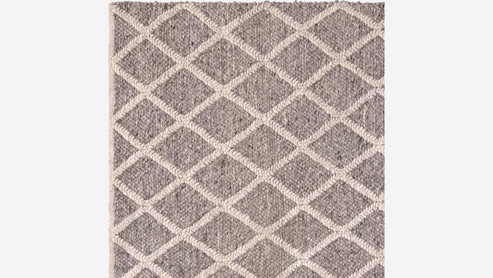 Tapis en laine tissé main - 170 x 240 cm - Motif gris