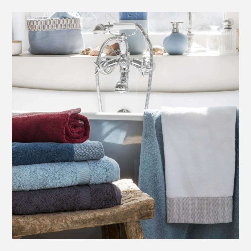 Serviette de toilette en coton - 50 x 100 cm - Bleu