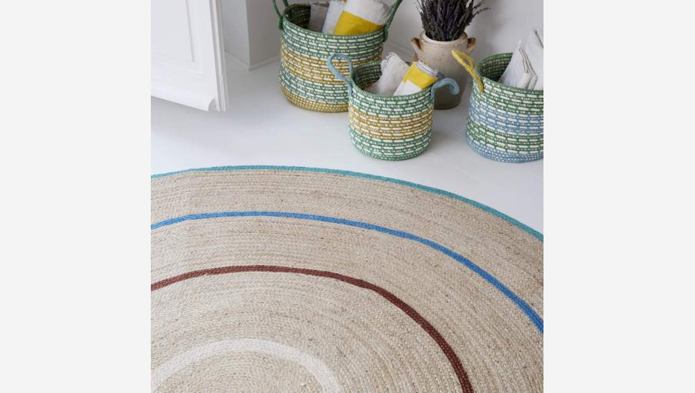 Tapis rond en jute - 200 cm - Multicolore