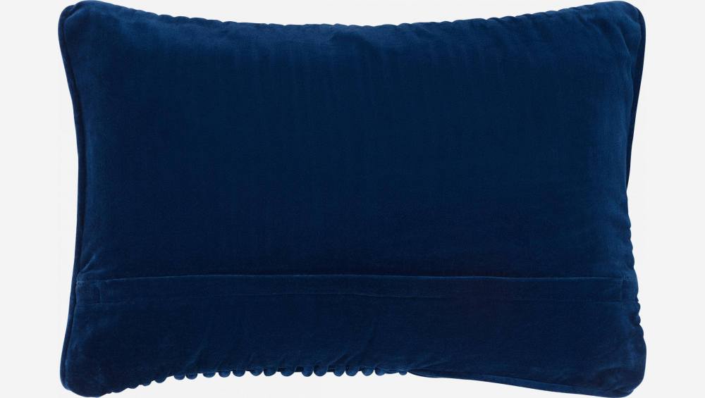 Coussin en velours de coton cordé - 35 x 50 cm - Bleu