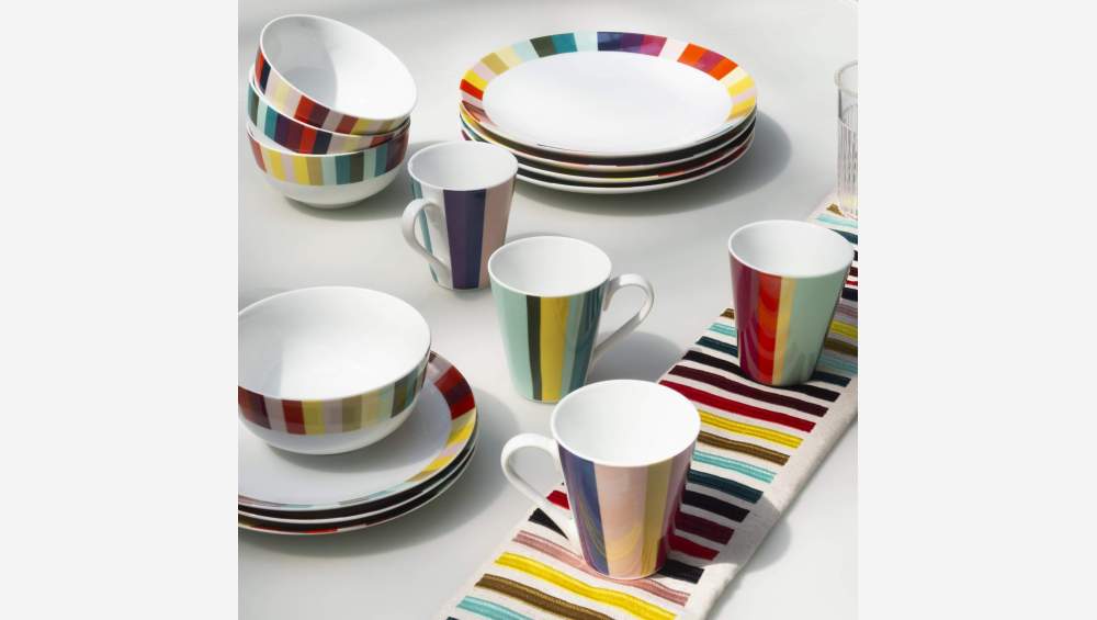 Lot de 4 bols en porcelaine – 16 cm – Multicolore