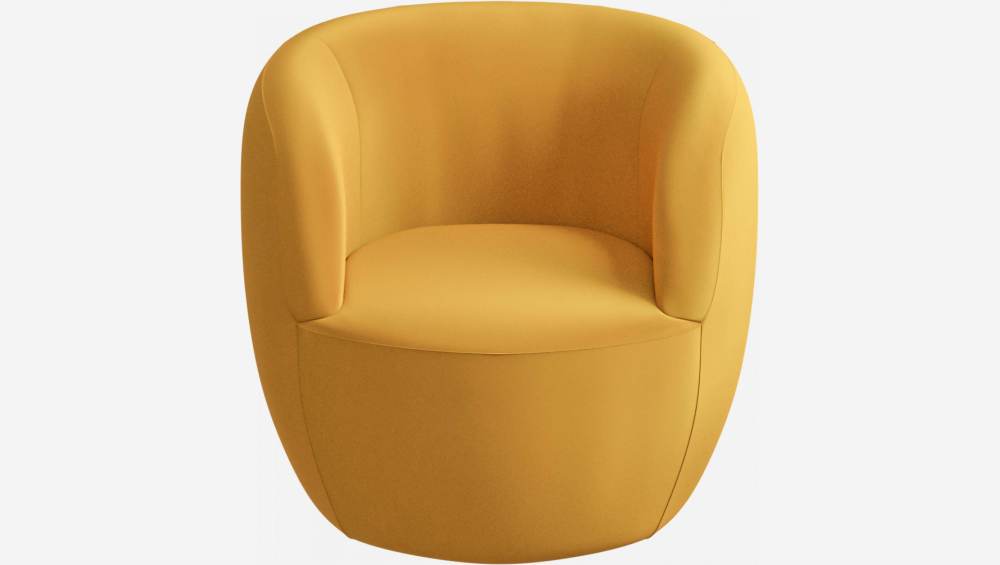 Fauteuil en velours - Jaune moutarde