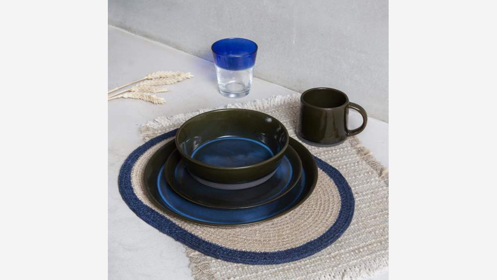 Set de table en jute et jonc de mer  - 30 x 40 cm - Bleu