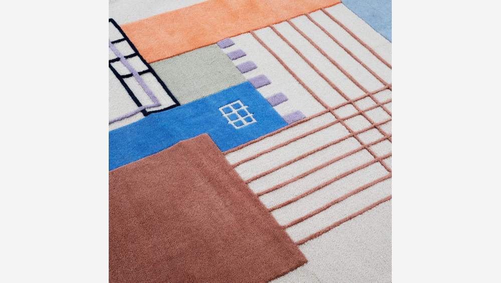 Tapis en laine tufté main - 170 x 240 cm - Motif maison - Design  by Floriane Jacques