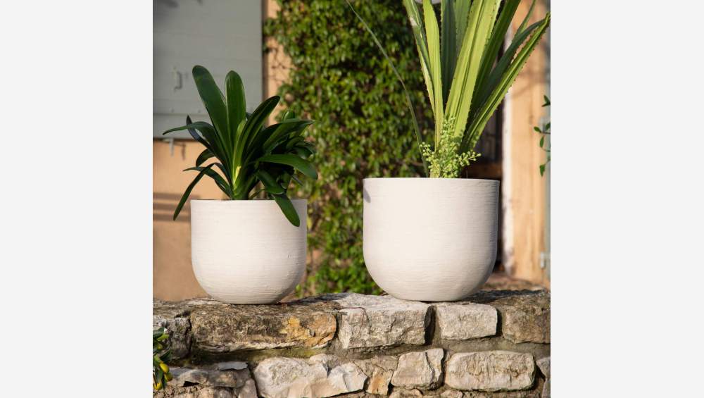 Lot de 2 cache-pots en ciment - Beige