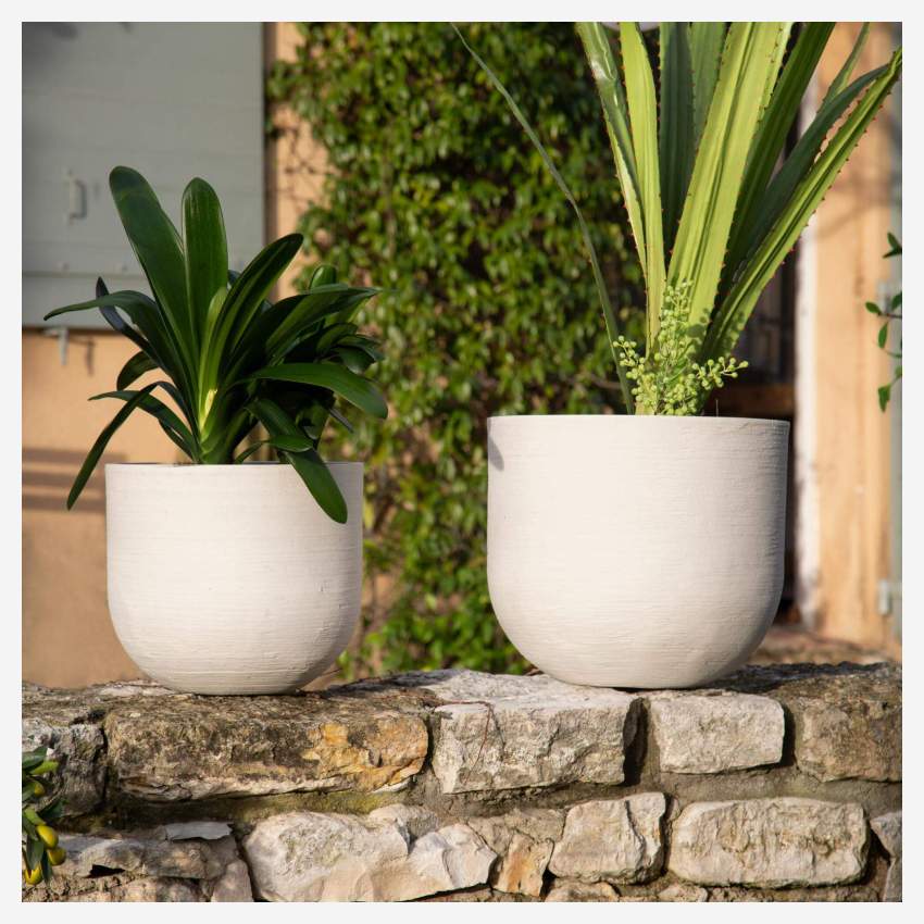 Lot de 2 cache-pots en ciment - Beige