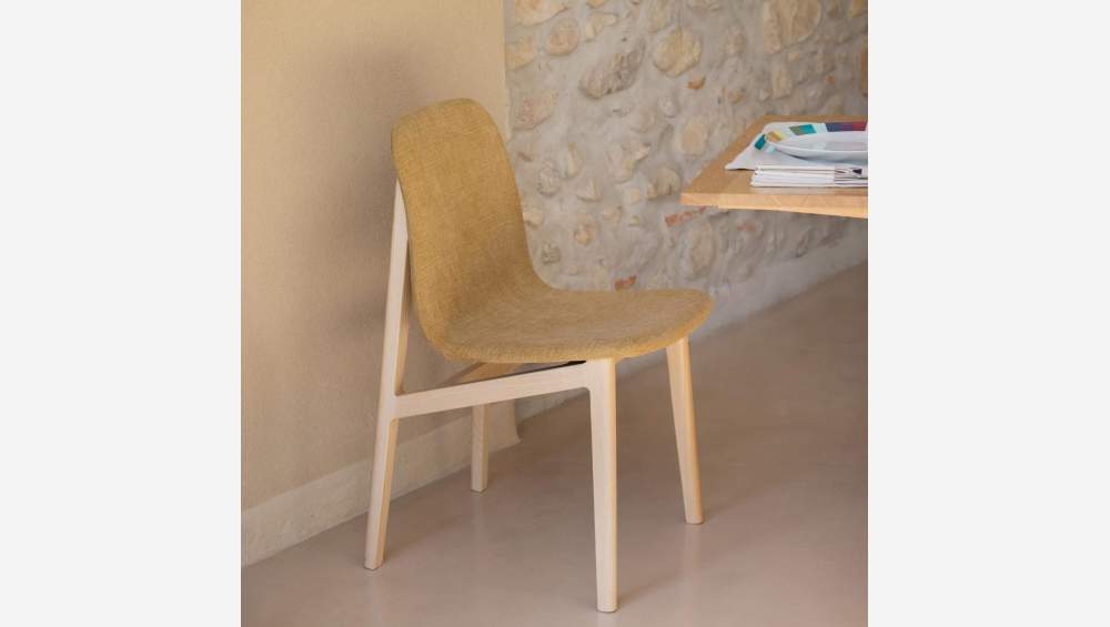 Chaise en frêne et tissu - Jaune - Design by Noé Duchaufour