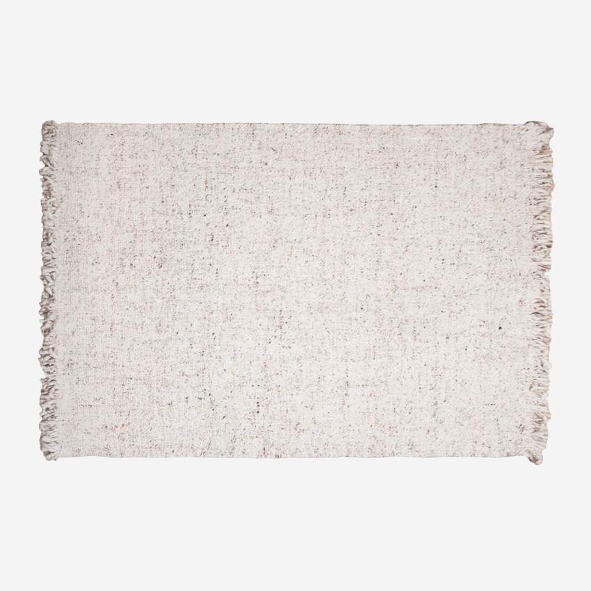 Tapis tissé en laine - 240 x 170 cm - Motif tartan beige