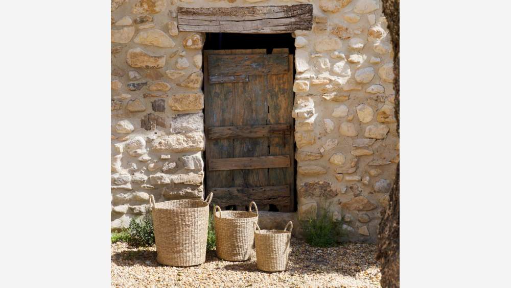 Lot de 3 paniers de rangement en jonc de mer - Naturel