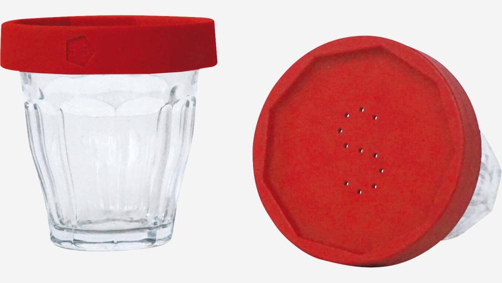 Salière et poivrière en verre - Rouge - Design by 5.5 pour Designerbox