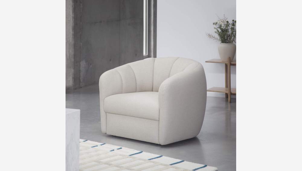 Fauteuil arrondi en tissu Lucca - Blanc mastic