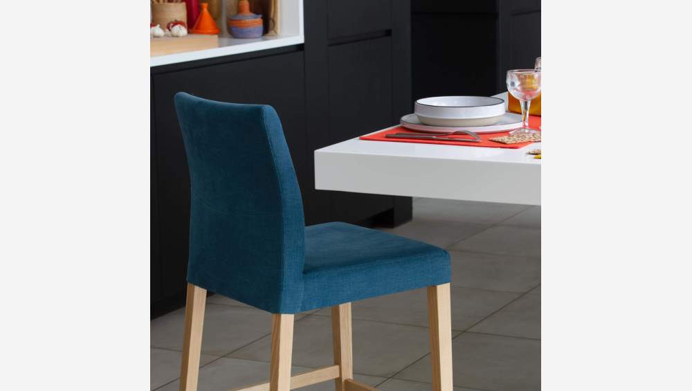 Chaise mi-haute de bar en tissu - Bleu