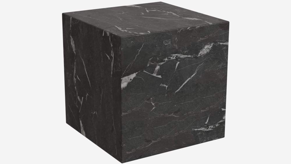 Table d'appoint cube en marbre - Noir