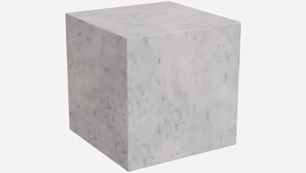 Table d'appoint cube en marbre - Blanc