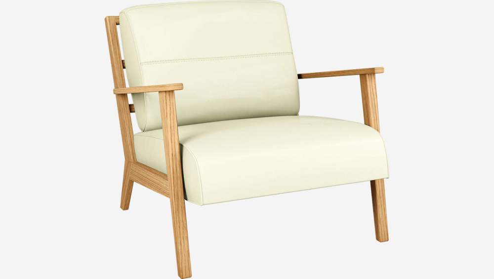 Fauteuil en cuir Savoy - Blanc albâtre 